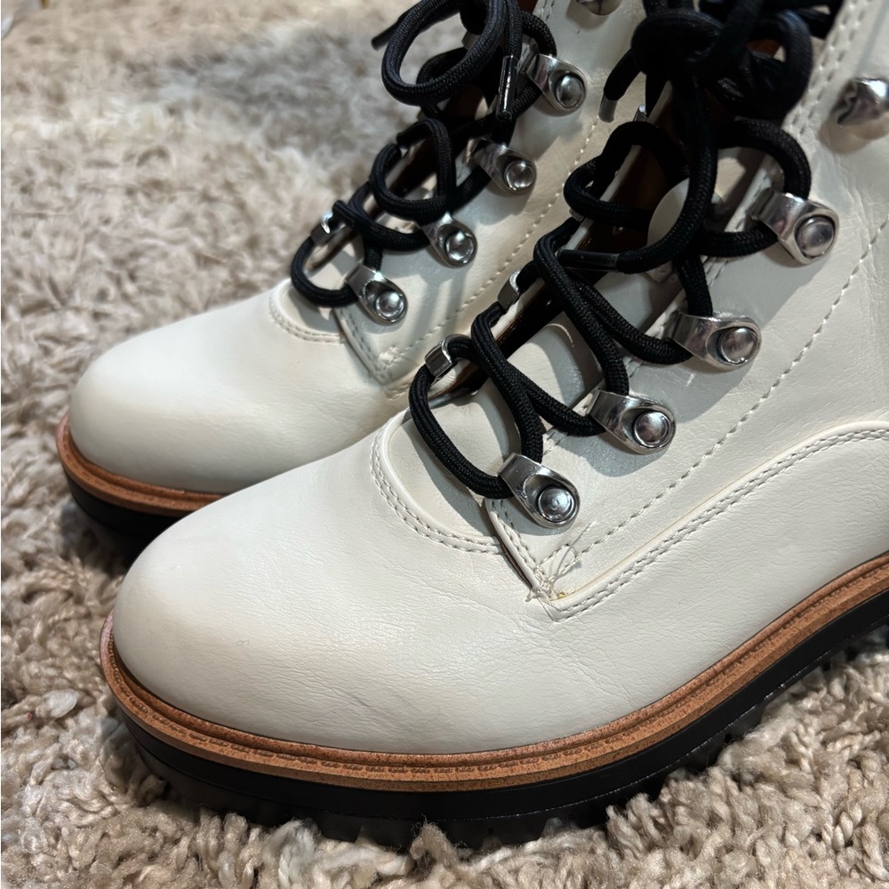 Indigo Rd Ivory Lace up Combat Boots - Picture 8 of 9
